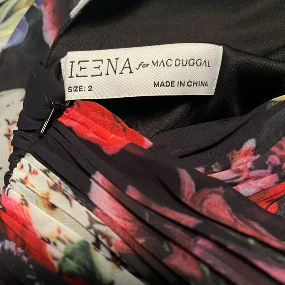 IEENA for Mac Duggal NWT #55837 Floral Bow Strap V-Neck Mini Dress Size 2 - Picture 9 of 14